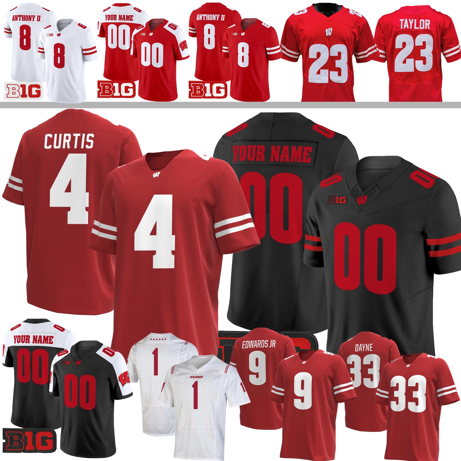 Wisconsin Football Jersey College Danny O'Neil Tackett Curtis Preston Zachman Vinny Anthony II Lance Mason Ballard Hallman Kekahuna Edwards Jr. Lane Griffin Jr.