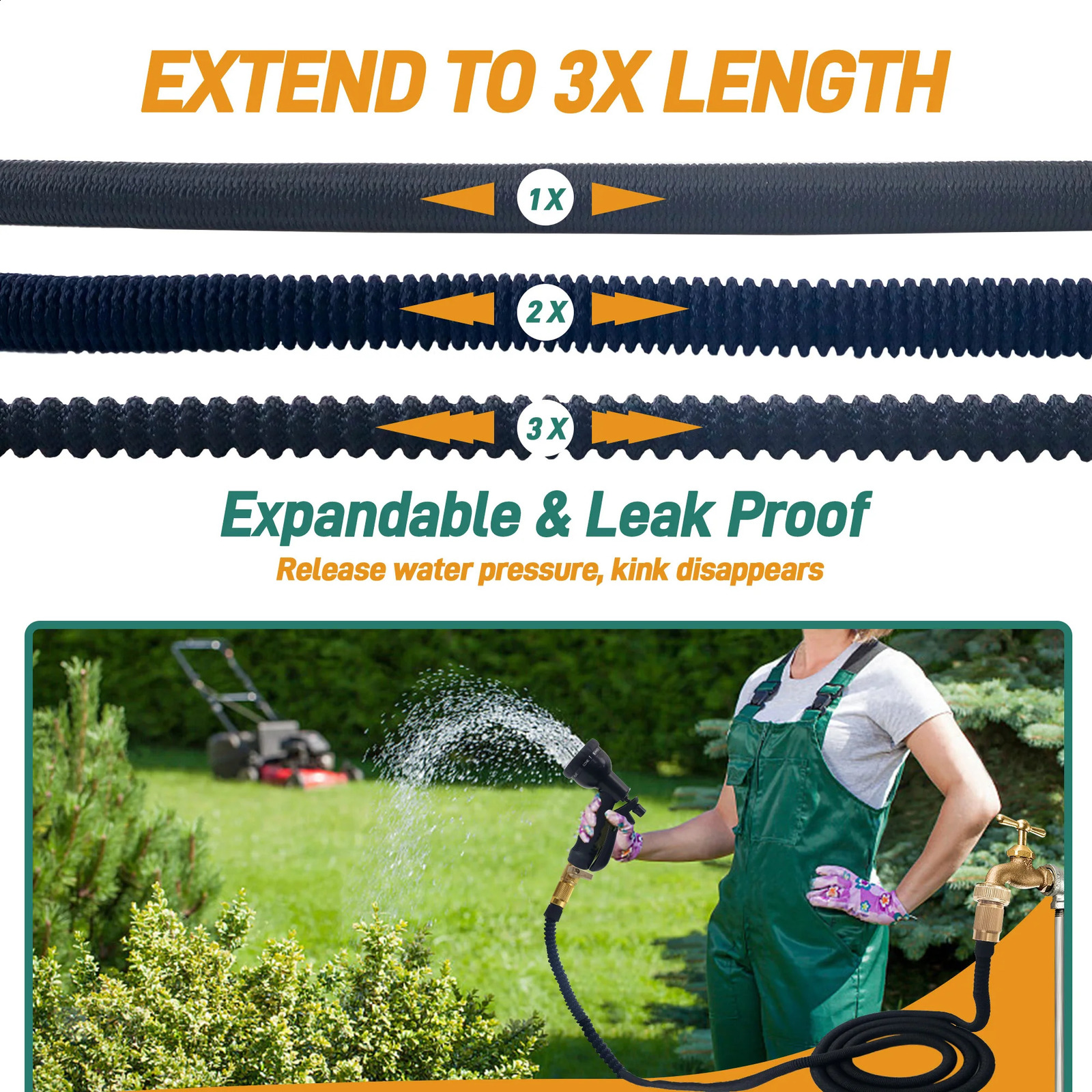 25ft100ft Expandable Garden Hose With Nozzle Lightweight Durable NoKink Flexible Hose For Car Washing Outdoor Watering 250920