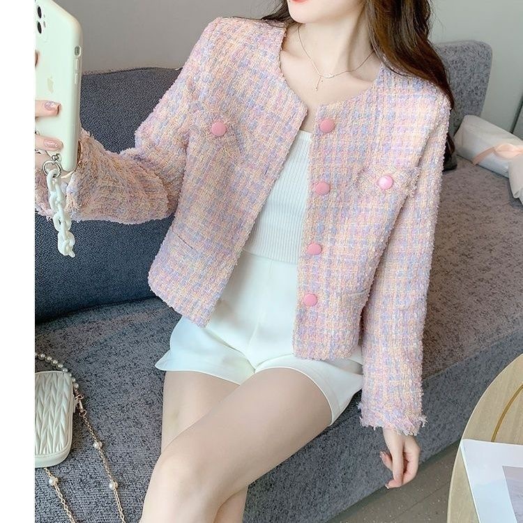Luxury Brand Designer Clothing Jacket Short Korean Style Women's Top Spring Autumn New Long Sleeve Socialite French Slim Coat