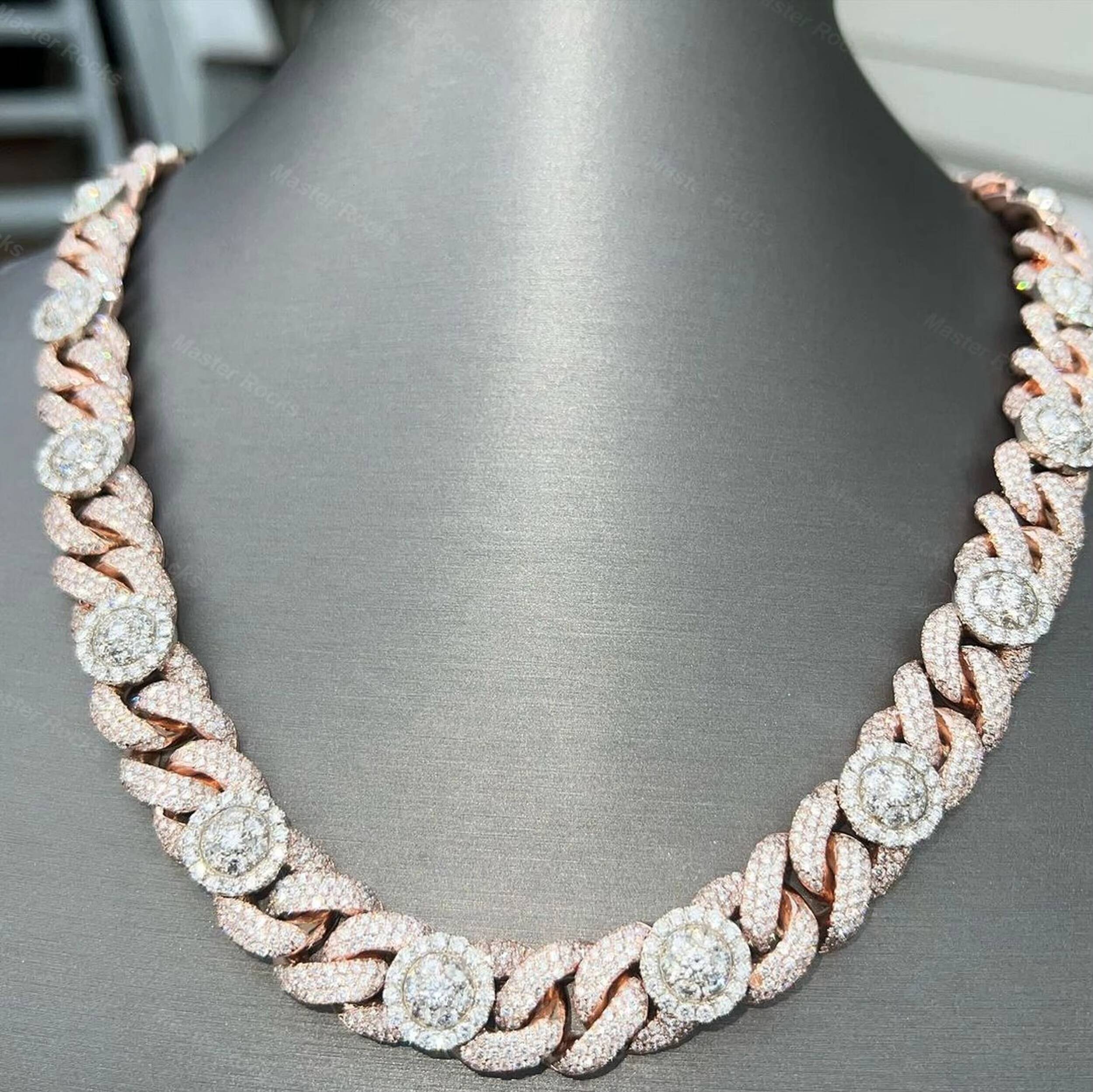 20mm Miami Cuban Link Chain 925 Sterling Silver Big Round Gold Plated Hiphop VVS Chain Moissanite Cuban Chain