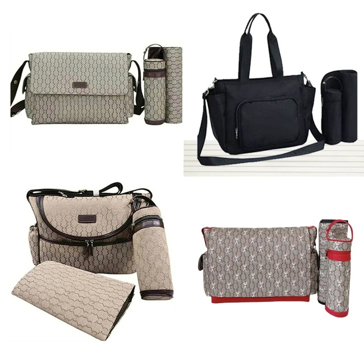 Designer diaper Waterproof Mom Bag 3 set Diaper bag Baby Zipper Brown pink plaid print 10095