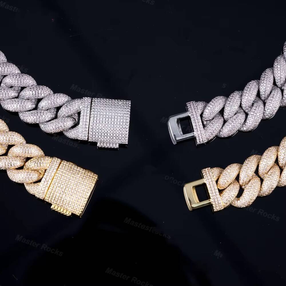 18mm Hiphop Moissanite Jewelry Cuban Link 925 Silver Borderless Necklace Vvs Iced Out Moissanite Cuban Chain