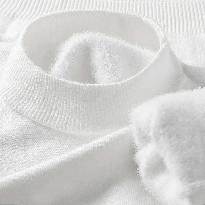 Half Turtleneck Knitwear Sweater AutumnWinter Mock Neck Sweatshirts Solid Color Pullovers Man Casual Mens Clothing 250920