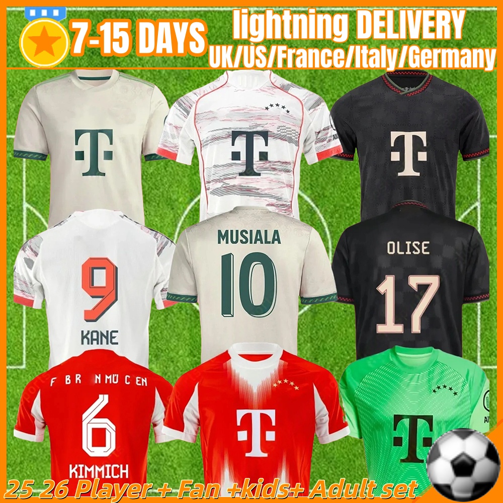 25 26 KANE soccer jersey BAYERNs munich FANS Player Vertion 2025 2026 SANE KIMMICH MULLER 125th anniversary football shirt Men Kids sets MUSIALA Goretzka Gnabry DIER