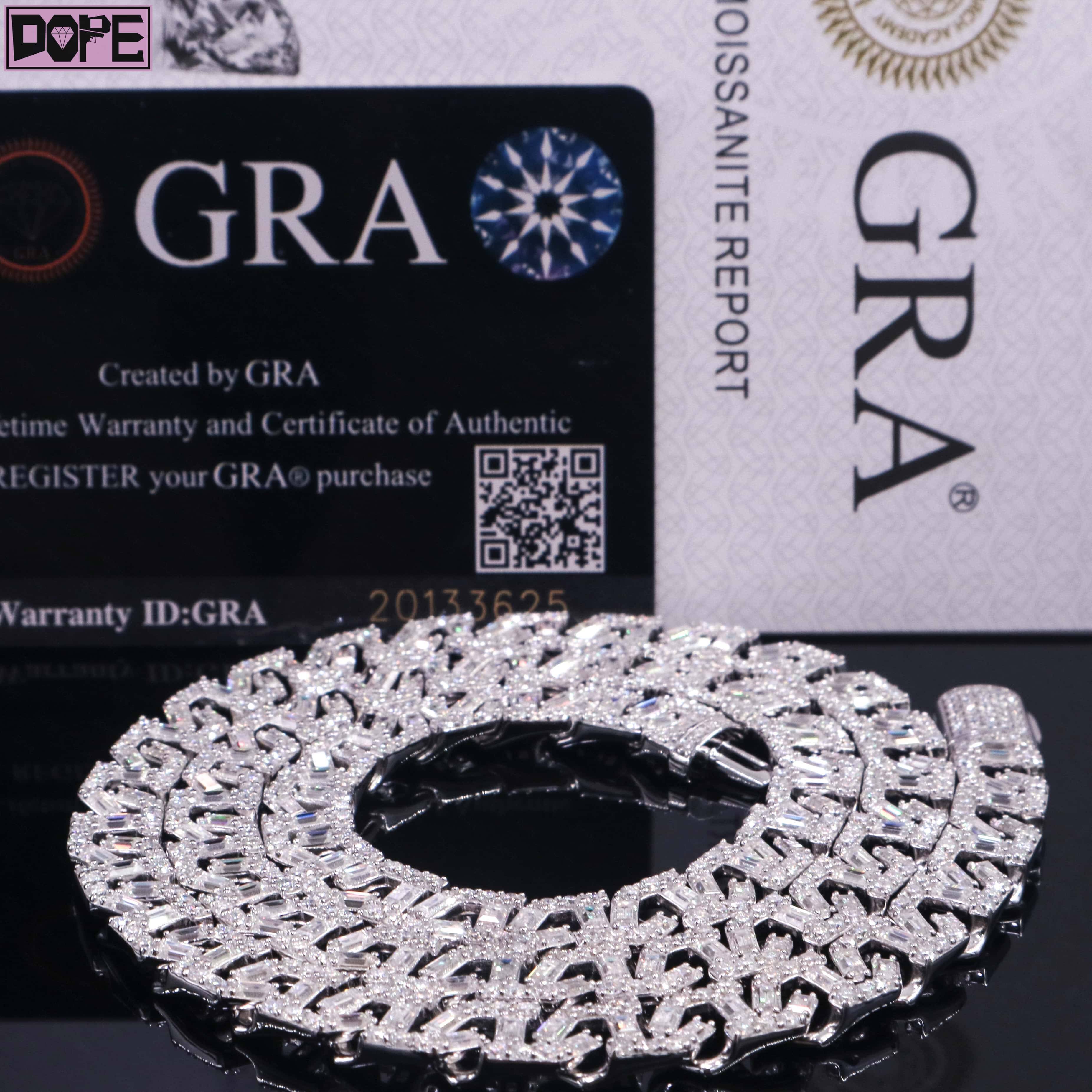 10mm Cuban Link Chain Men Hiphop Moissanite Jewelry 925 Silver VVS Iced Out Moissanite Cuban Chain