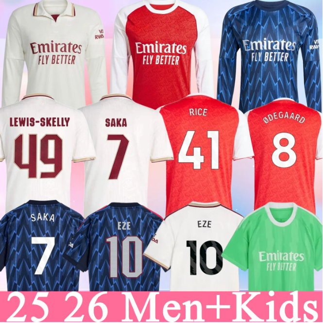 26 Arsenal SAKA Soccer Jerseys ODEGAARD RICE HAVERTZ NWANERI MARTINELLI Calafiori NKETIAH SALIBA TROSSARD JESUS Football Shirt Kids Child Training uniform shirts
