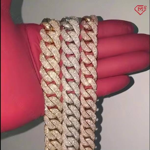 Hiphop Cuban Link Chain 20mm 4 Rows Iced Out Borderless 925 Silver Customized Trend Charm Moissanite Cuban Chain