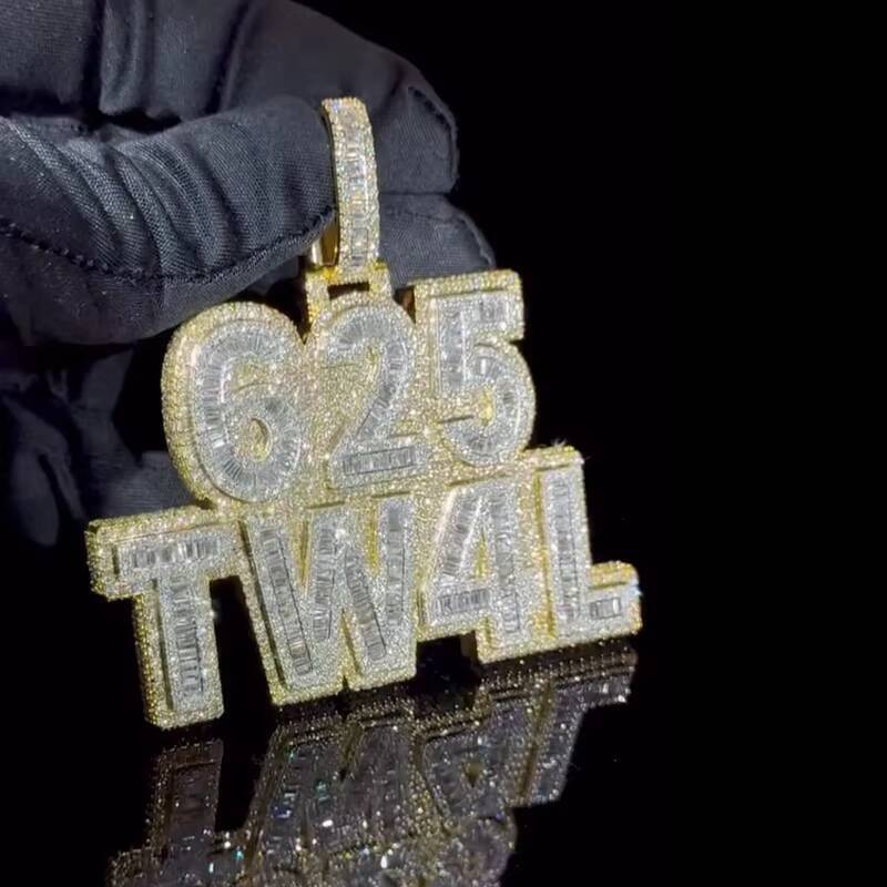 Customized Trend Moissanite Digital Pendant Vvs Chilled Moissanite Jewelry Pass Diamond Tester Hip Hop Moissanite Pendant