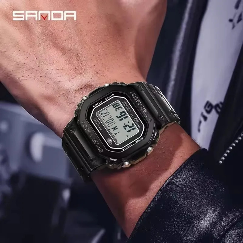 SANDA 2162 Exquisite Electronic Watch Fashion Waterproof LED Stainless Steel Strap Sports Mens Watch relgios masculino 250911 - view 6