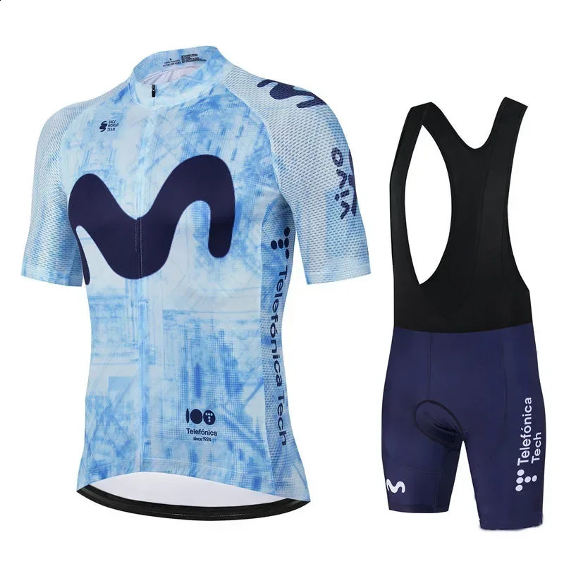 Movistar Pro Team Summer Cycling Jersey Suit Mens Breathable Mountain Bicycle Clothing Set Bike Mountain Maillot Ropa Ciclismo 250920