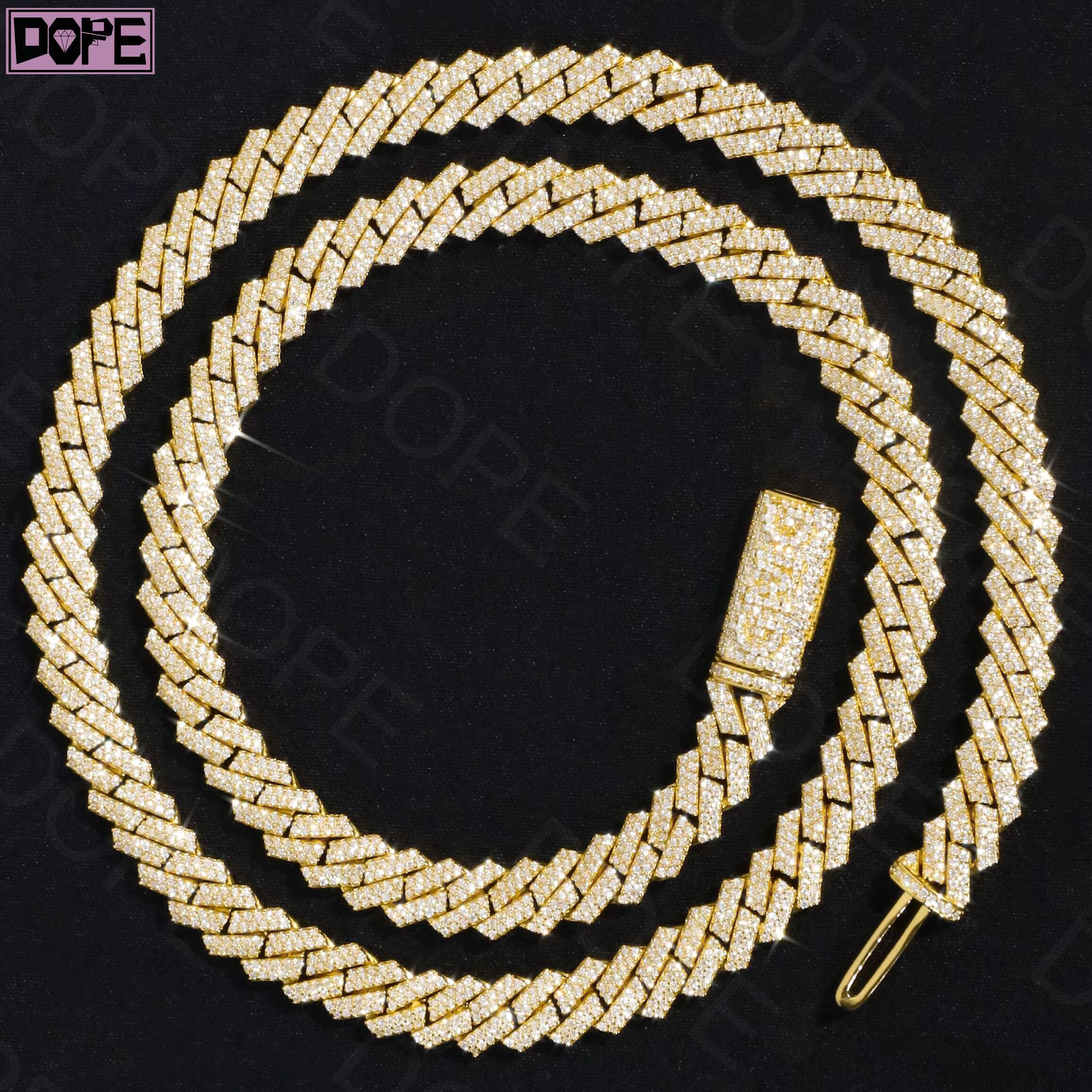 Size10mm Cuban Link Chain 925 Sterling Silver VVS Iced Out Men Moissanite Cuban Chain