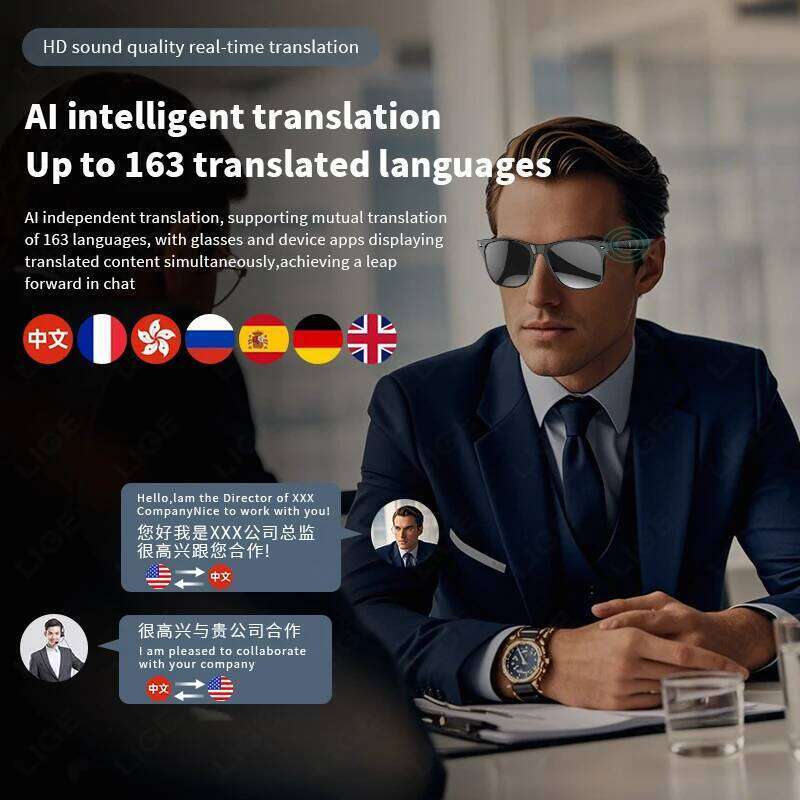 2025 New smart glasses Men Multiple Language Al Intelligent Translation Anti-Blue Lens Wireless Call Voice Assistant Glasses Man camera glasses