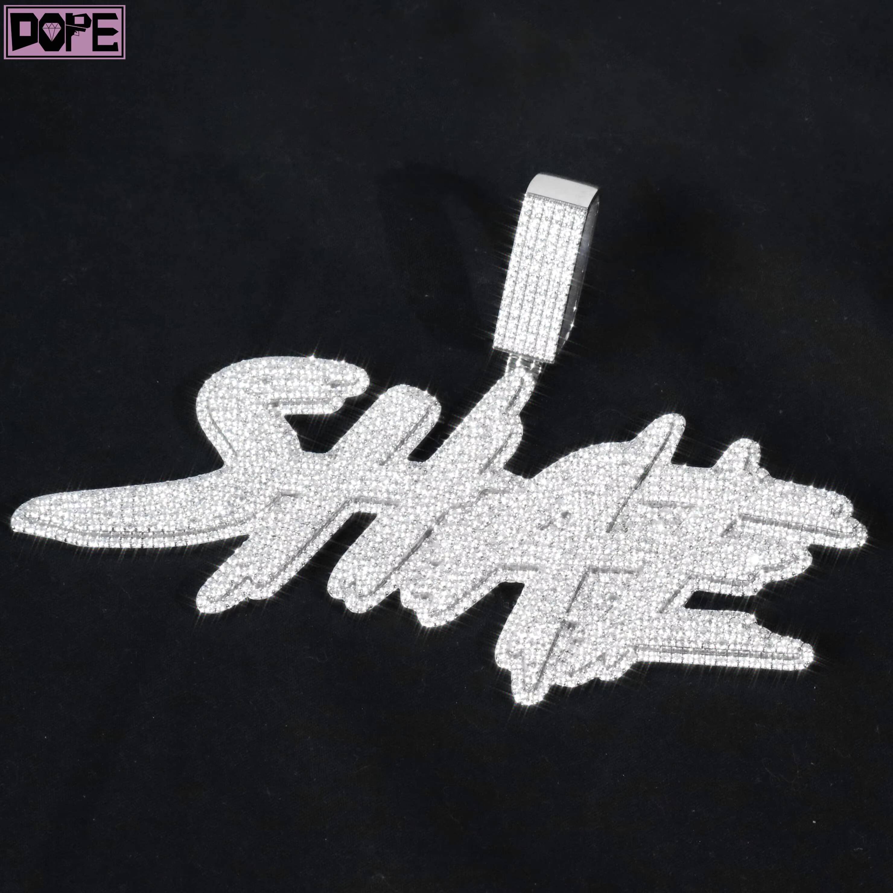 Iced Out Mossanite Pendant Chain 925 Silver Customized Trend Font Name Letter Hiphop VVS Customized Trend Moissanite Pendant