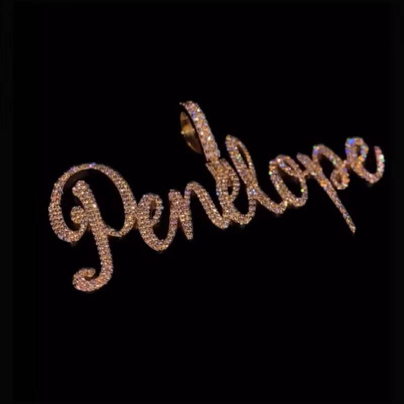Customized Trend 925 Silver Iced Out Moissanite Pendant Hiphop Artistic Font Name Pendant Charm Unique Personalized Design
