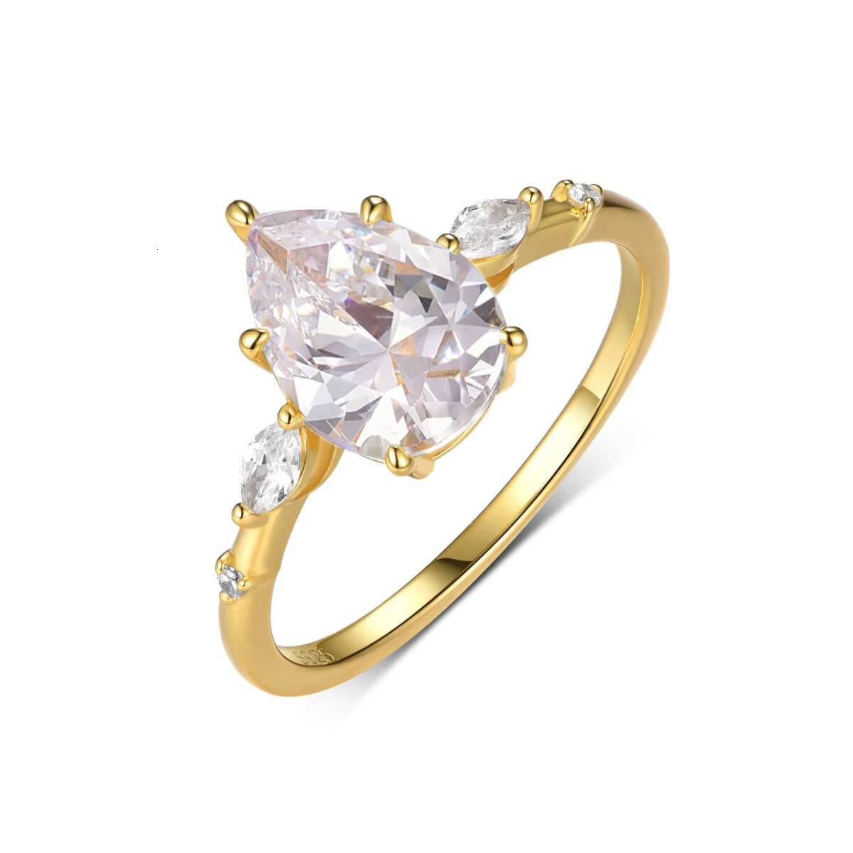 Wholesale 18K Gold Plated Anti Tarnish Jewelry Fashion Flower Petals Designer 925 Silver 2CT Pear Cut VVS1 GRA Moissanite Rings