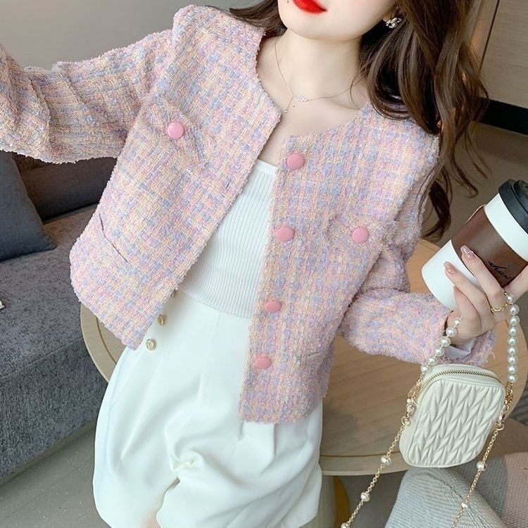 Luxury Brand Designer Clothing Jacket Short Korean Style Women's Top Spring Autumn New Long Sleeve Socialite French Slim Coat