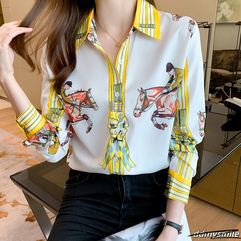 Spring Women Blouses Fashion Elegant Ladies Printed Shirts Long Sleeve Tops Blusas Mujer 250723 ddmysmile ddmysmile ddmysmile ddmysmile