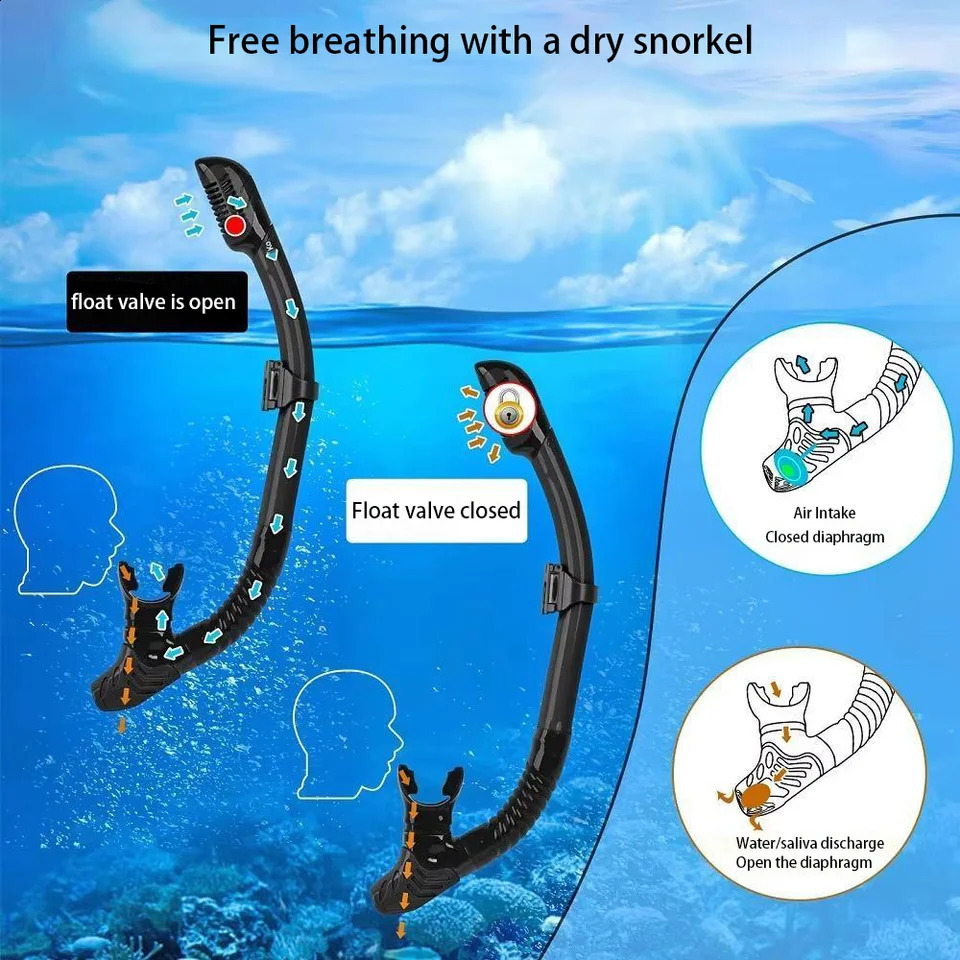 Mirror Snorkeling Mask Dry Top Breathing Tube Set Silicone Diving Swimming Goggles Adults Colorful Coated Tempered Glass Lenses 250920