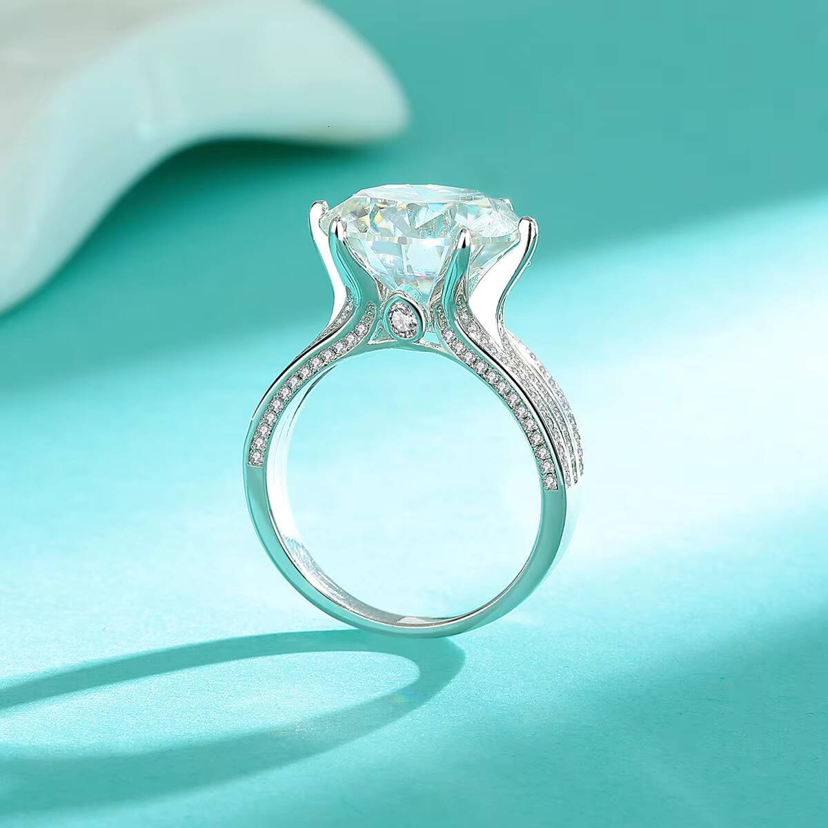 Personalized memorial jewelry s925 sterling silver big diamond VVS GRA 10ct Moissanite custom unique engagement ring for R432