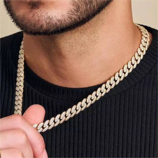12mm Hiphop Cuban Link Chain 925 Silver Gold Plated Vvs Iced Out Customized Trend Moissanite Cuban Chain