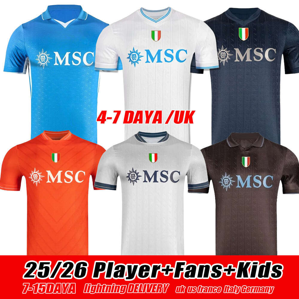 25 26 Soccer Jerseys Naples Home Away Fans Player Football Shirt Kit tops Men kids DE BRUYNE Buongiorno Neres football shirt soccer shirt jersey