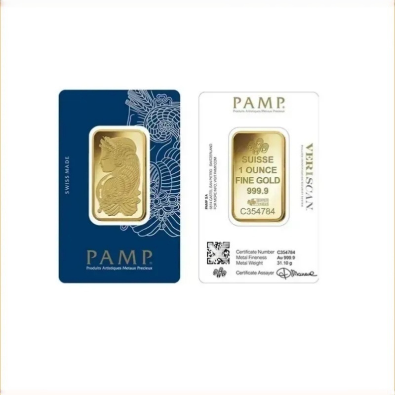 1 OUNCE 24 k gold plated Copy Simulation Silver Bar Silver Brick Silver Ornament Replica USA Swiss Bullion Jewelry Store Bank Display Anti-theft Crafts Sample