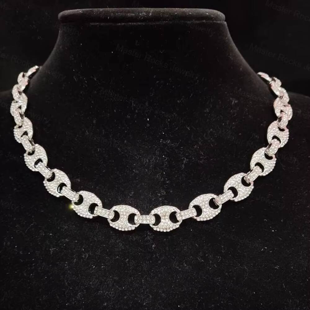 Cuban Necklace Pig Nose 925 Silver Pass Diamond Tester Iced Out Vvs Diamond Moissanite Cuban Link Chain