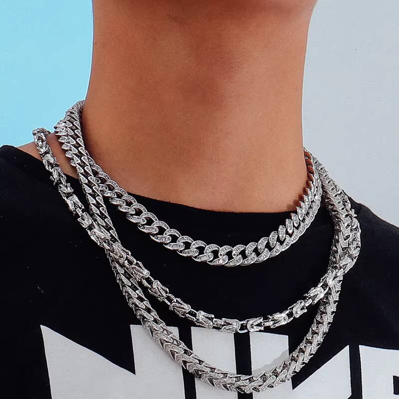 Punk Miami Cuban Choker Necklace for Men Gold Plated Thick Chain Moissanite Hip Hop Big Chunky Statement Collar for Anniversaries