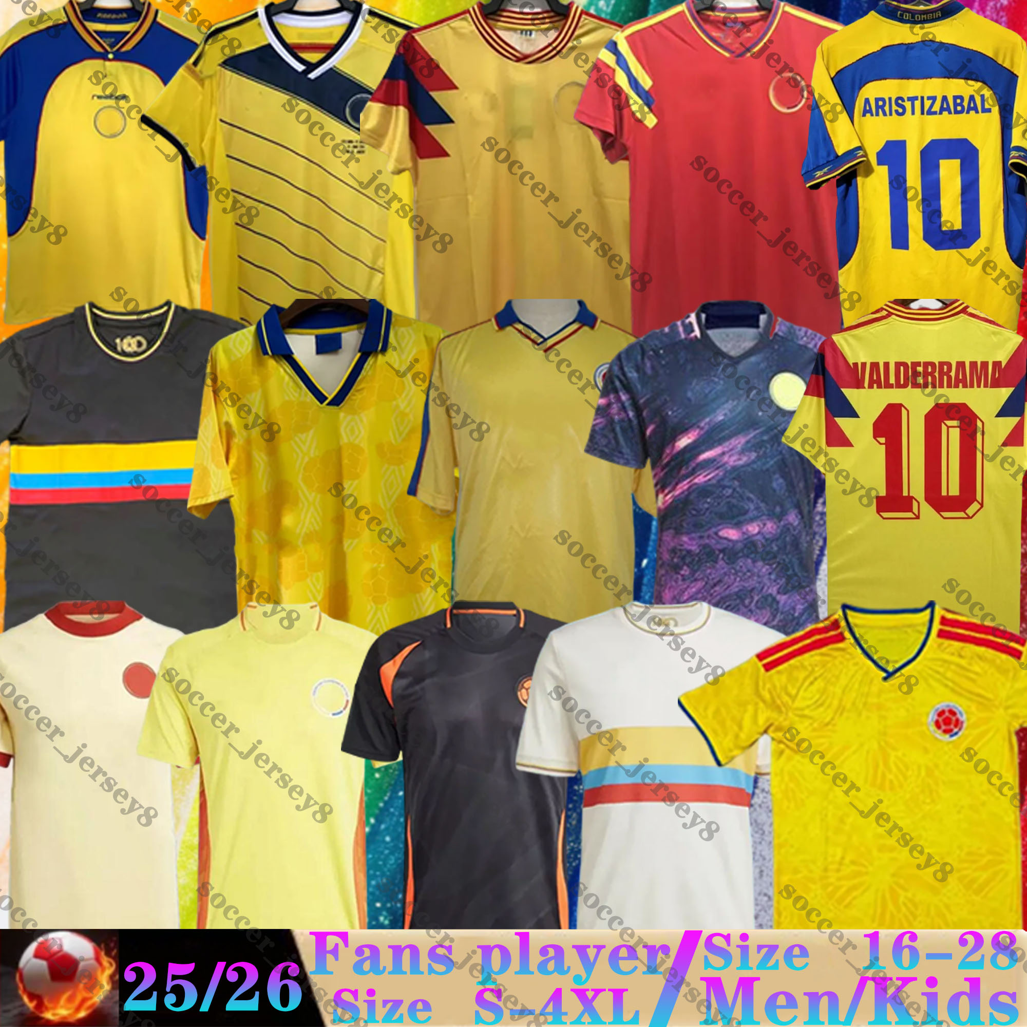 2025 2026 Colombias Centenary soccer jersey 100-years anniversary 24 25 26 men Kids kit Player Version LUIS DIAZ JAMES columbias Retro 94 98 2001 2014 Football Shirts
