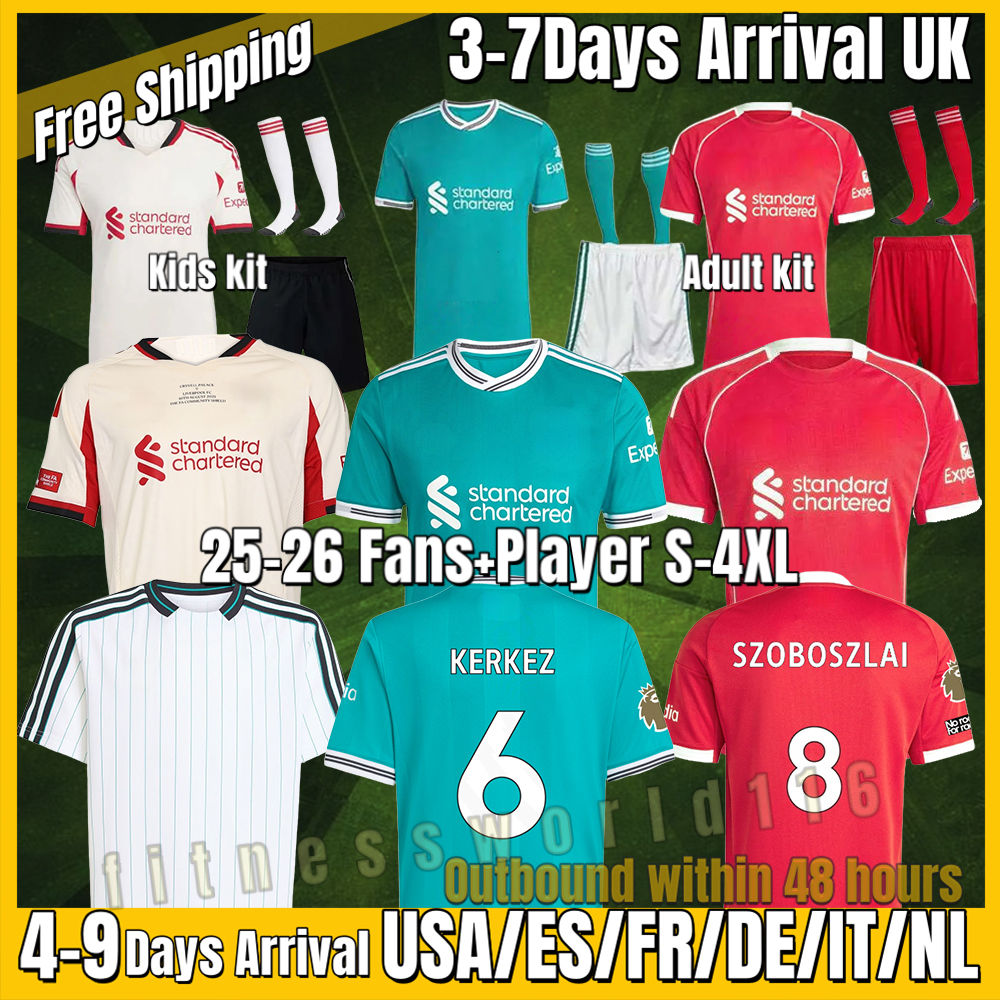 xxxl 4xl 2025 2026 LFC ISAK DIOGO JOTA 3rd kit Szoboszlai soccer jerseys FRIMPONG KERKEZ BRADLEY EKITIKE goalkeeper Darwin football shirts kids 25 L.F.C Home Away S-4XL