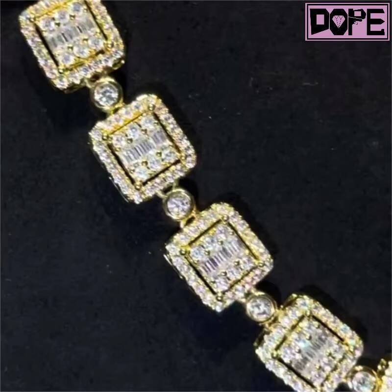 Pass Diamond Tester 10mm Tennis Necklace Cluster VVS Iced Out Hiphop 925 Silver Moissanite Tennis Chain