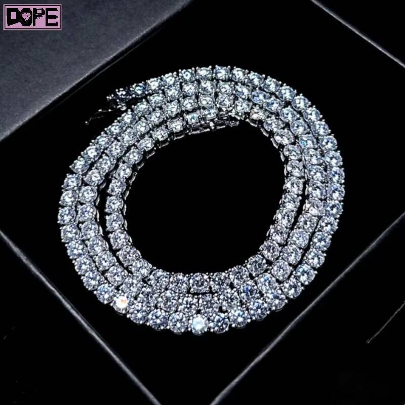 New Arrival 3mm4mm5mm Tennis Chain 925 Silver Hiphop Jewelry Vvs Iced Out Moissanite Tennis Chain