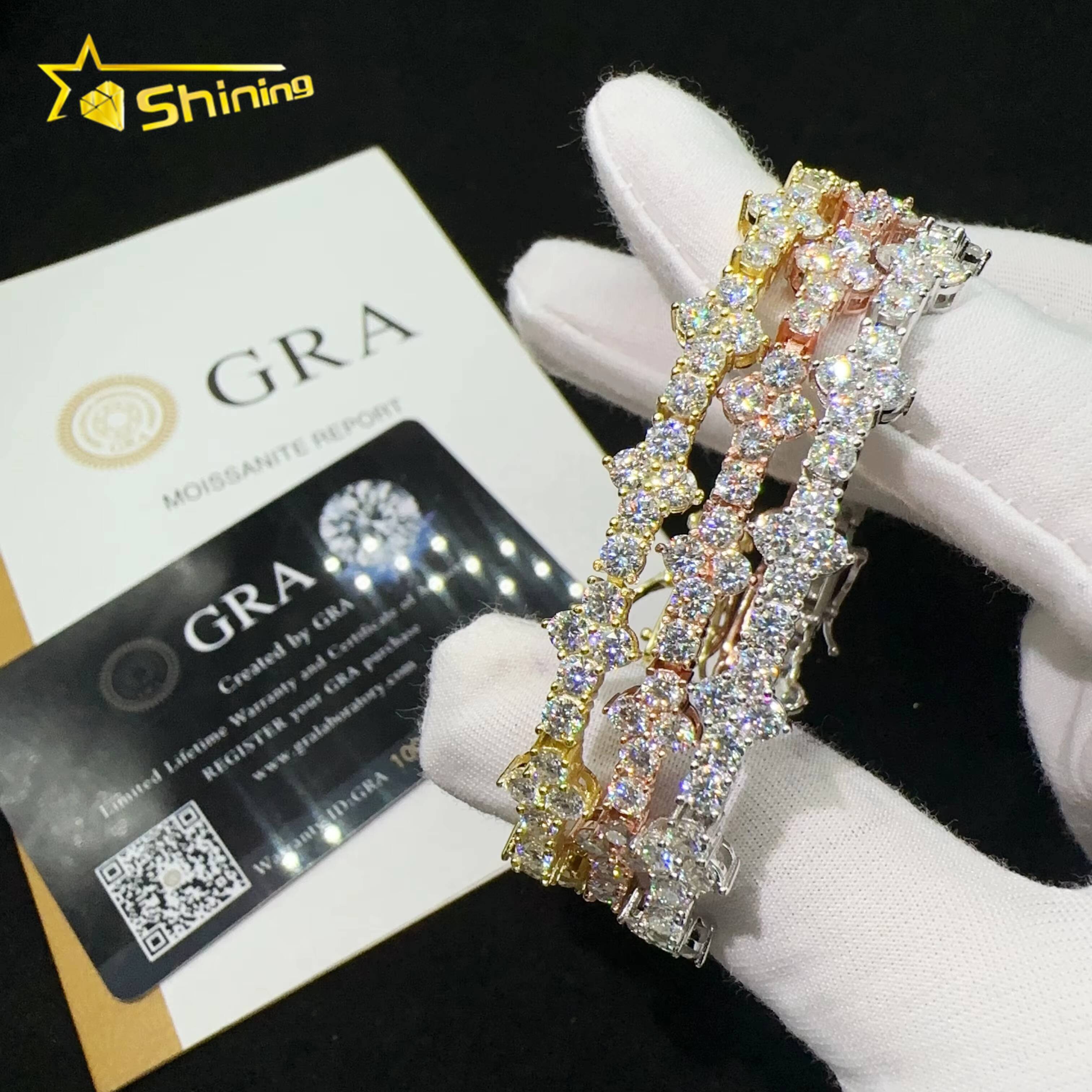 RTS 3mm Cross Bracelet Silver 925 Vvs Moissanite Hip Hop Iced Out Lab Diamond Fine Jewelry Tennis Chain Bracelet