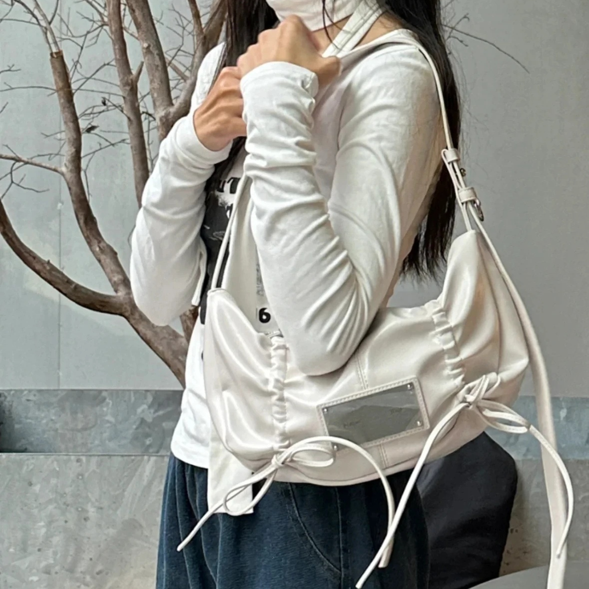 Korean design Minimalist Style Women s Handbag Drawstring Women s Shoulder Bag Large Capacity Women s Crossbody Bag Autumn New Designer Bag