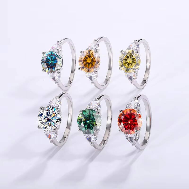 8 Adodo Dainty Jewelry Hot Sale S925 Sterling Silver Three Stone Heart Fine Jewelry Fourclaw 3Ct Moissanite Wedding Ring