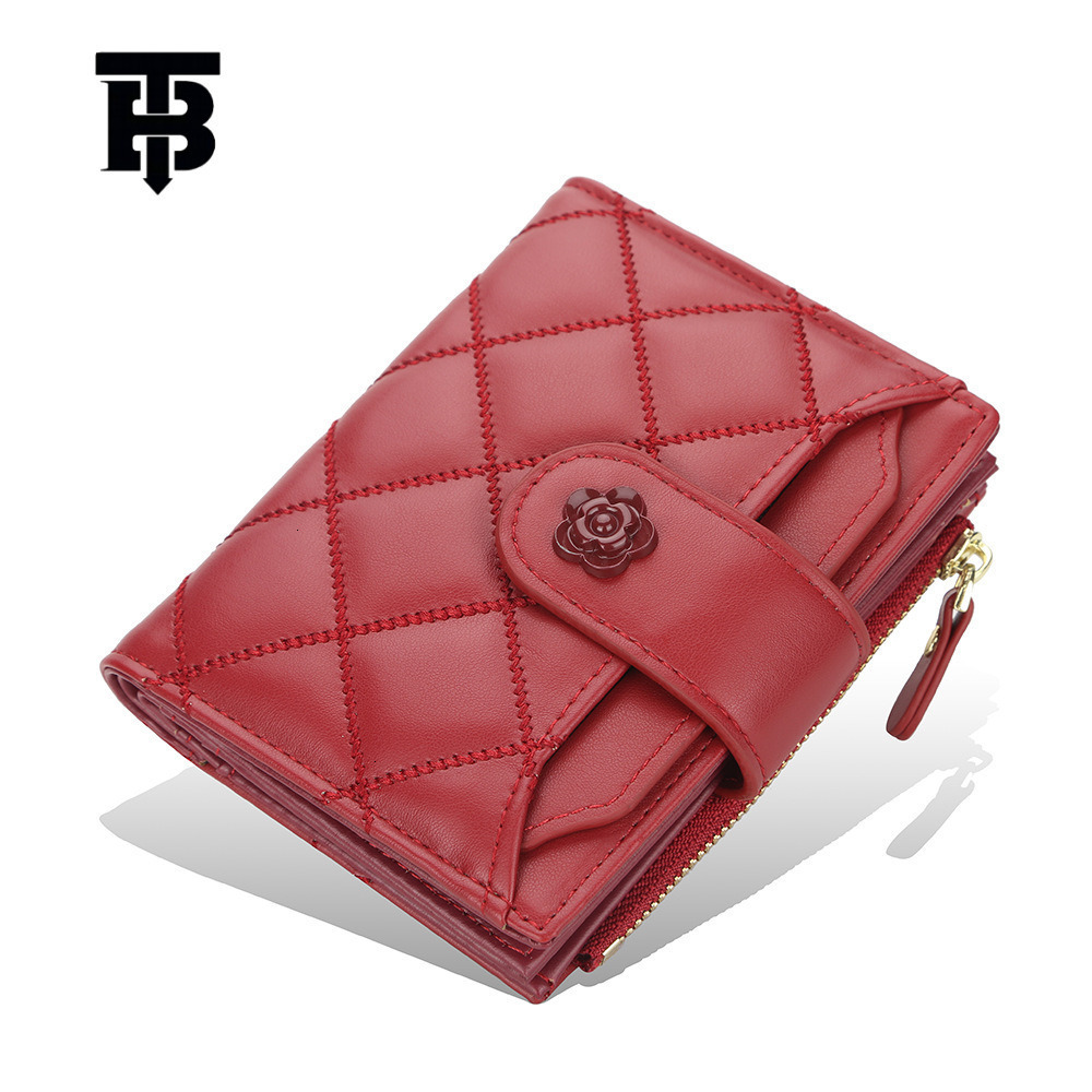 TB BHULAMTE Free Shipping New Designer Women's Bag 2025 Women's Short Wallet Embroidery Buckle Multi Card Slot Wallet Zipper Fashion Ticket 