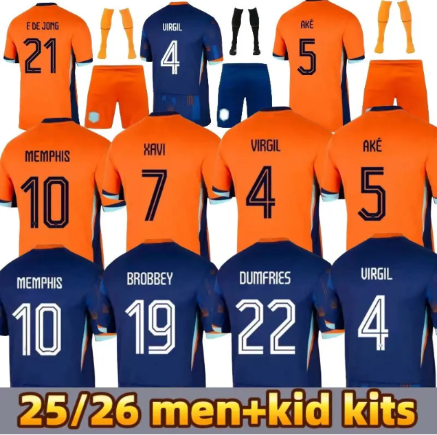 24 25 Netherlands soccer jersey F. DE JONG Holland DE LIGT football shirt VIRGIL GAKPO MEMPHIS DE LIGT men kids kit