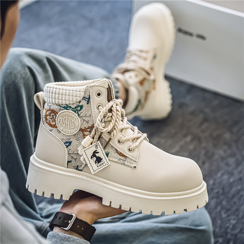 Autumn Winter Fashion 2025 New Arrival Men Work Leather Outdoor Sports Riding Platform Durable Short Boots Edgy Trendy Style Black Khaki Beige fashion