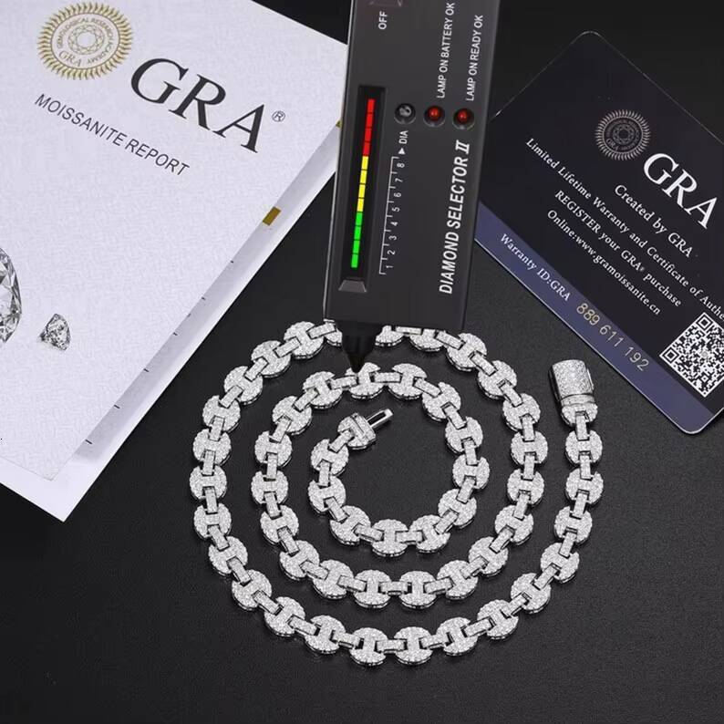 Pass Diamond Tester Cuban Link Chain 6MM Hiphop Jewelry 925 Silver Pig Nose VVS Iced Out Moissanite Cuban Chain