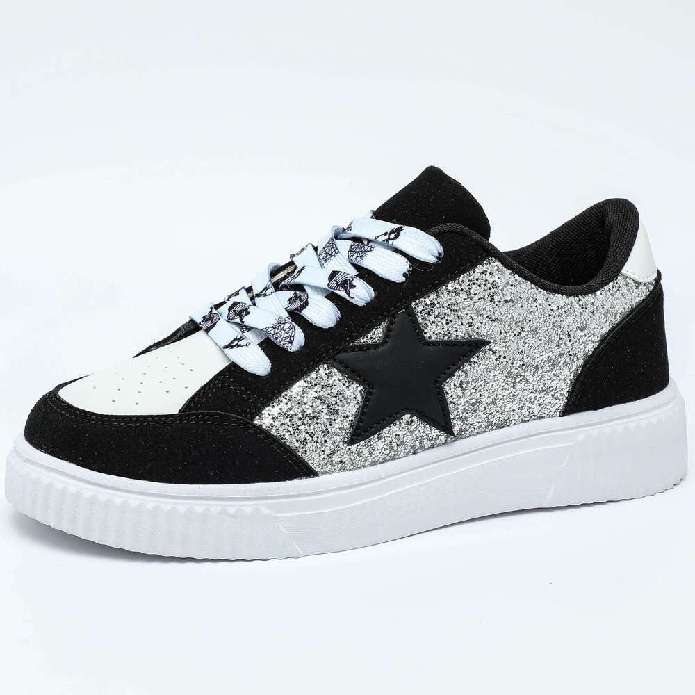 Fashion Sequin Designer Skateboard Shoes With Soft Soles Comfortable For All Seasons Outdoor Trendy Shoes For Couples Lace Up Casual Sports Shoes Scho