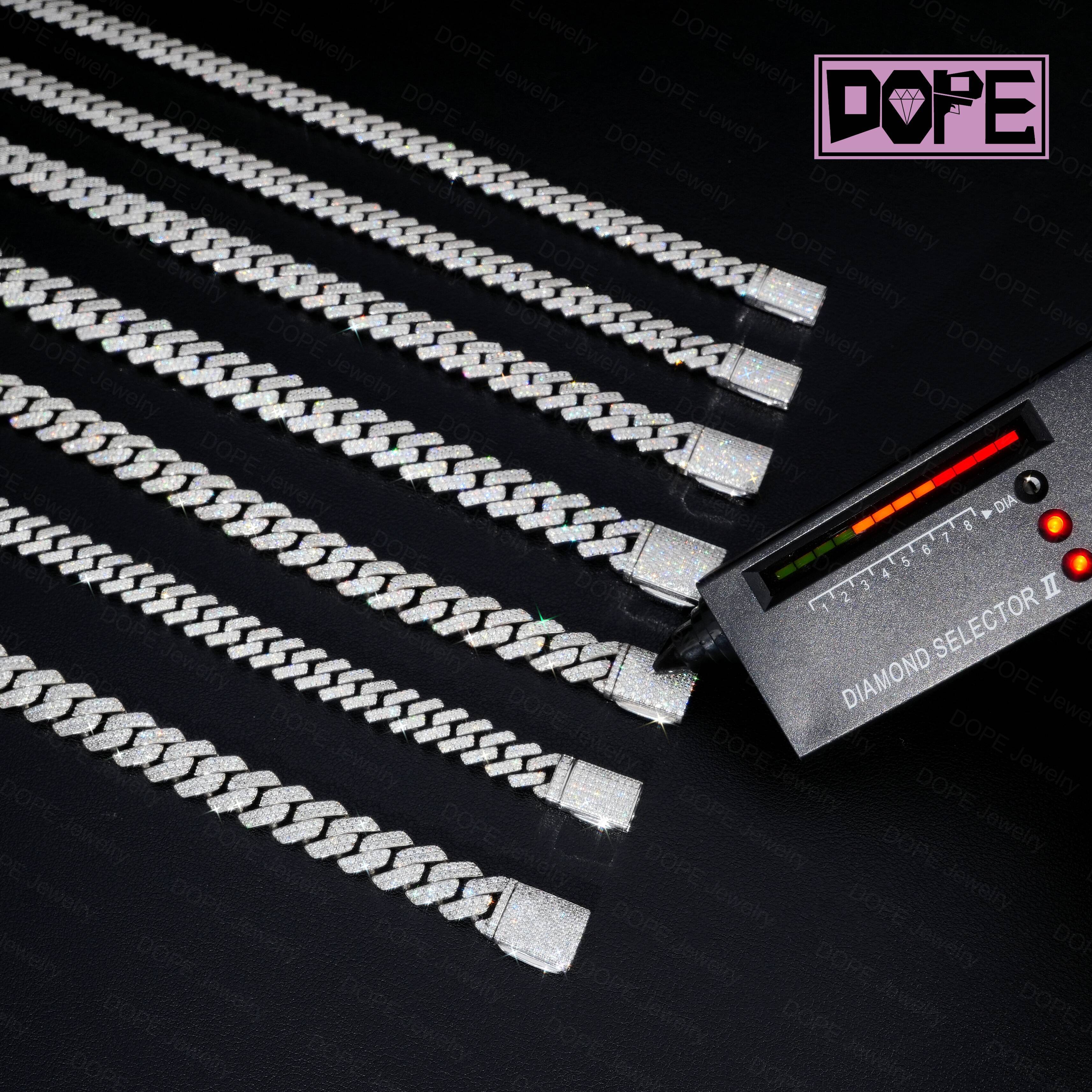 10mm New Arrival Moissanite Chain Cuban Link Hip Hop 925 Silver Iced Out Necklace Moissanite Cuban Chain