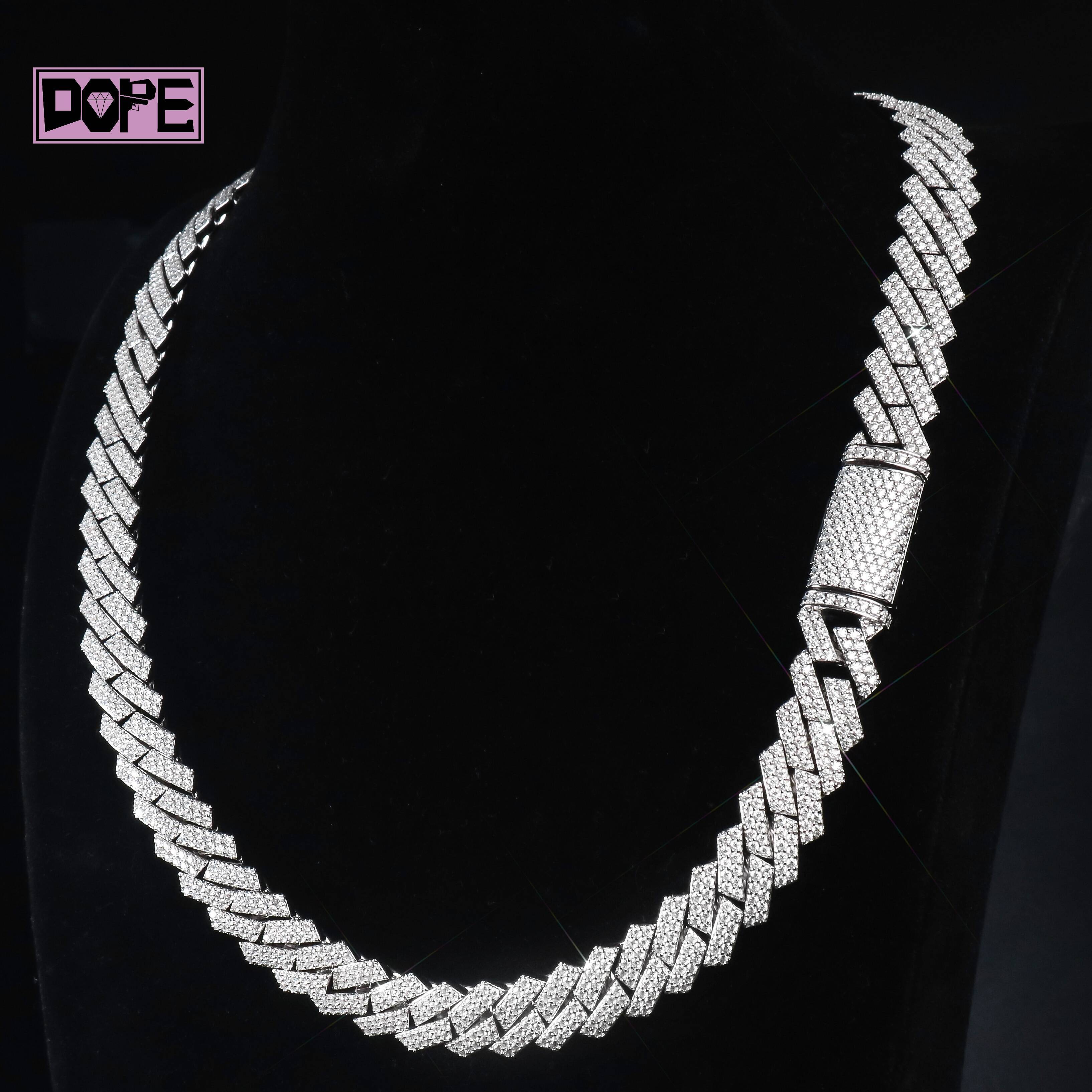 12mm Hiphop Cuban Link Chain 14k Gold Plated VVS Iced Out Moissanite Silver 925 Moissanite Cuban Chain