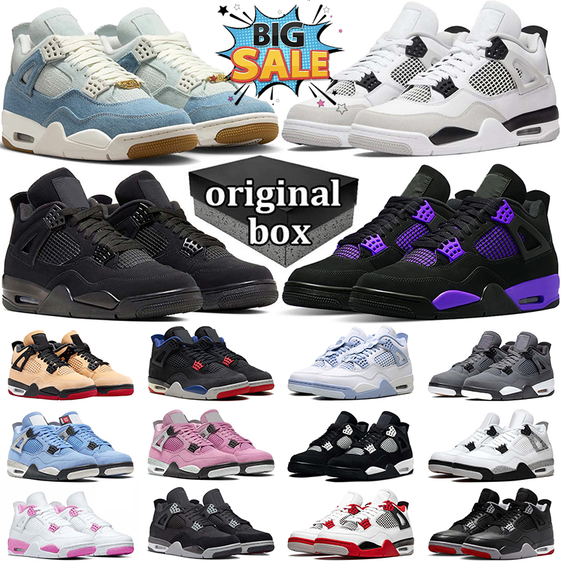 Desinger 4s Men Basketball Shoes 4 Black Cat Rare Worn Blue Women White Pure Money Pink Thunder Oreo Outdoor Sports Mens Trainers Sneakers
