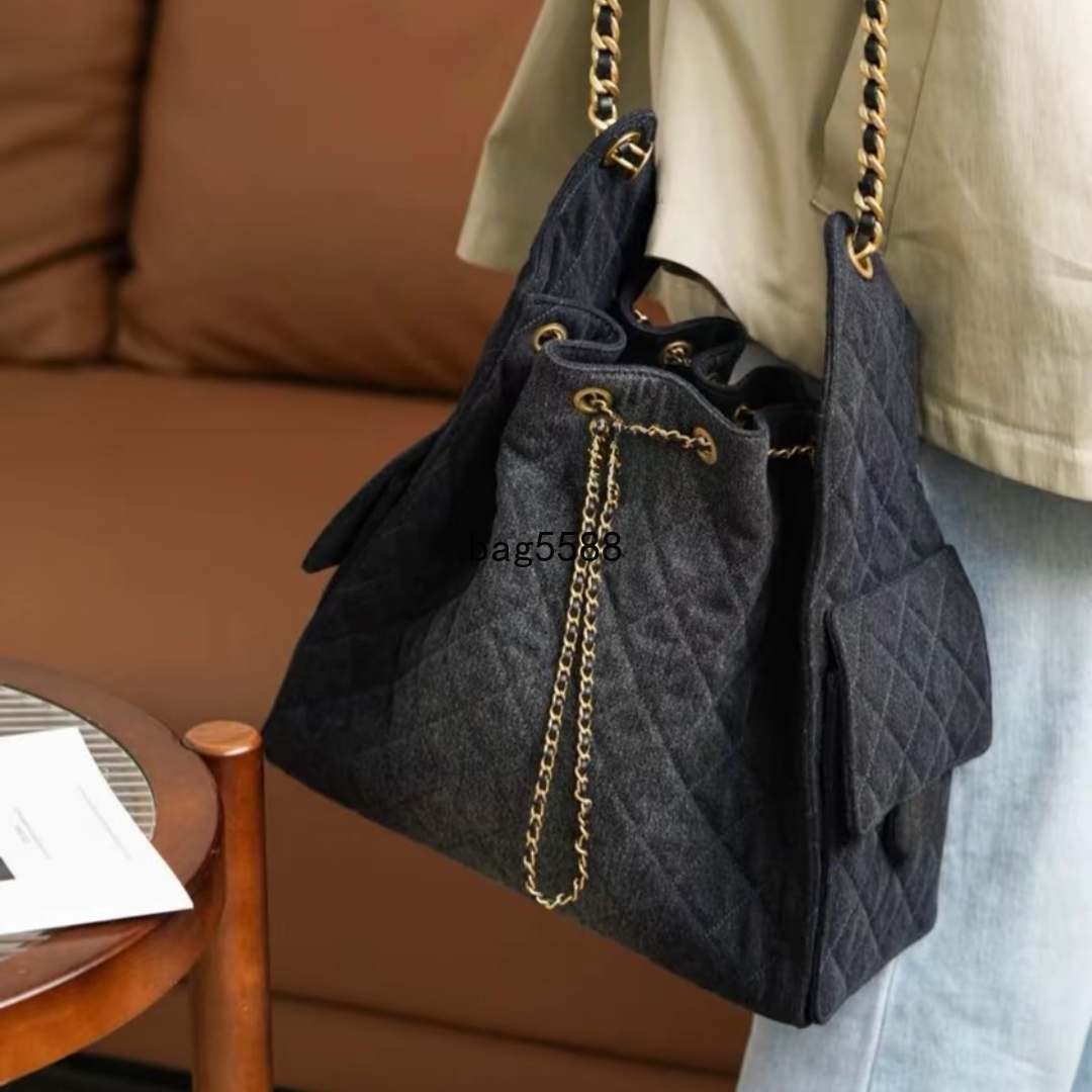 25 Hobo Bag Mirror Quality Designer Drawstring Chain Hobo 25C Suede Bucket Bag Large Capacity Tote Bag Ladies Luxury 25S Single Shoulder Handbag