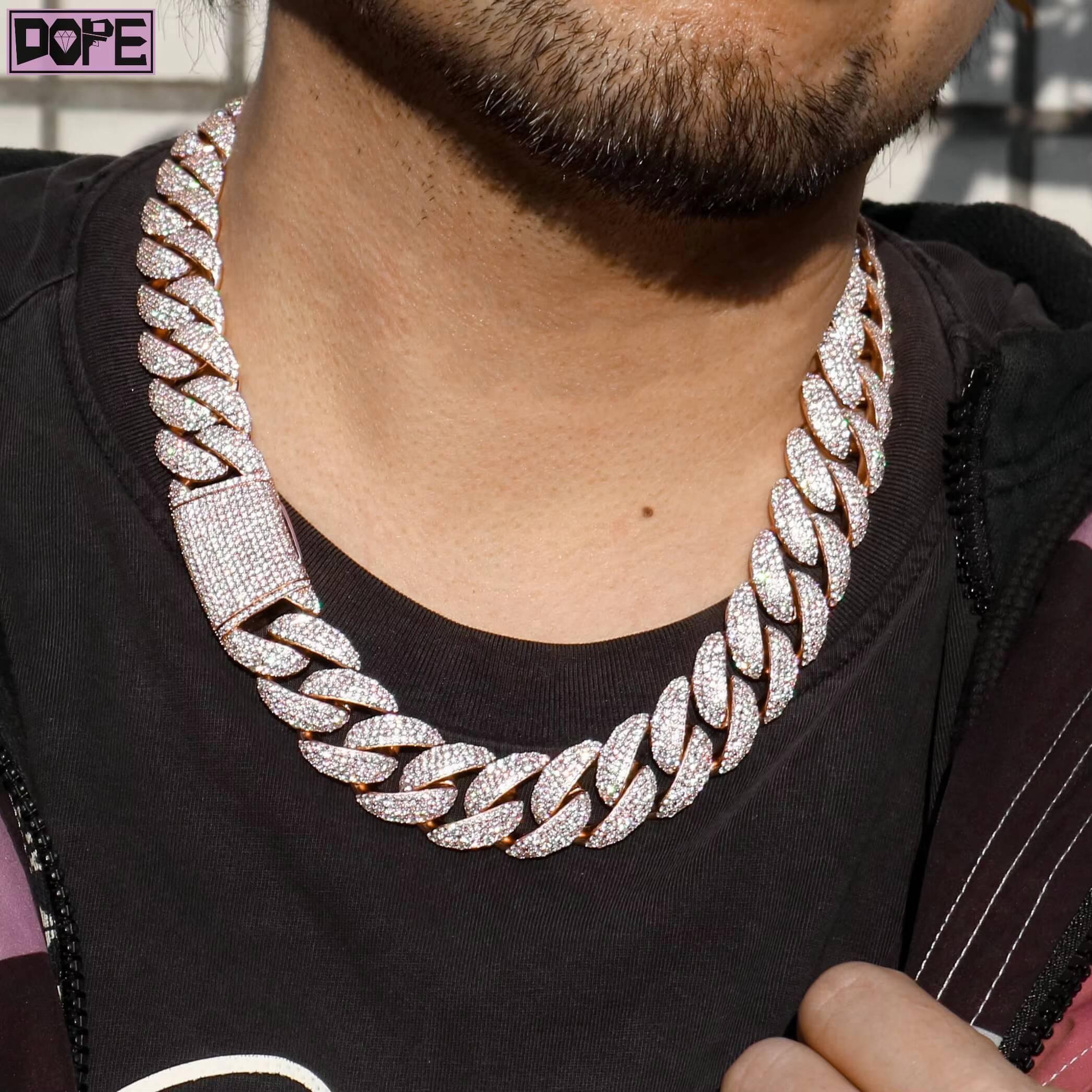 Bling Hip Hop Cuban Link Chain 16mm 18mm 20mm Thick Miami VVS 925 Silver VVS Moissanite Cuban Chain