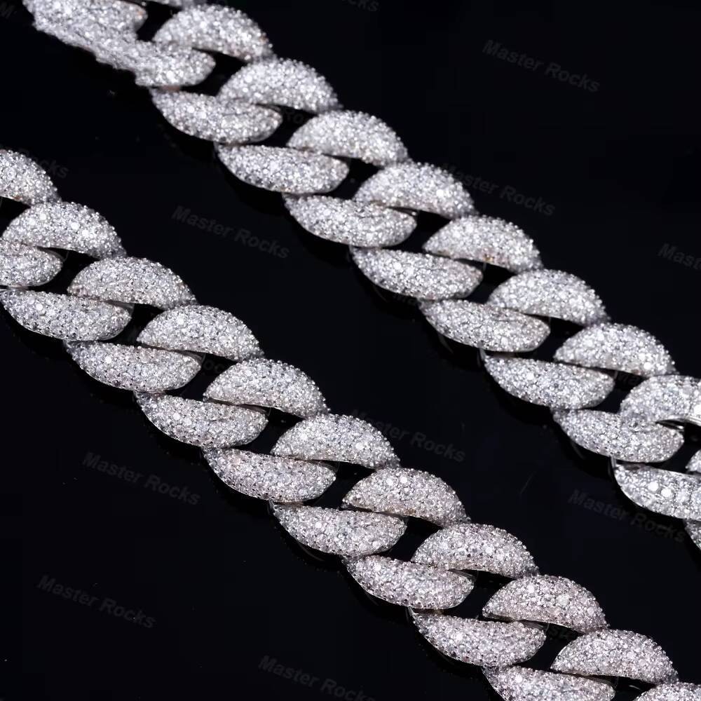 Moissanite Chain 925 Sterling Silver Moissanite Cuban Bracelet Gold Plated 16mm Iced Out Moissanite Cuban Chain