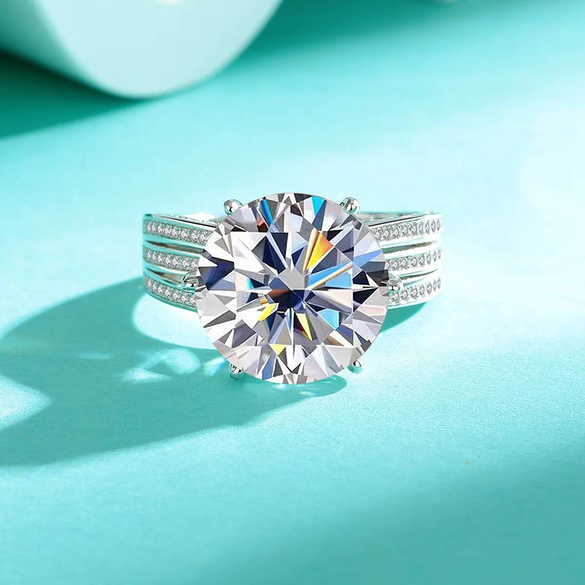 Personalized memorial jewelry s925 sterling silver big diamond VVS GRA 10ct Moissanite custom unique engagement ring for R432