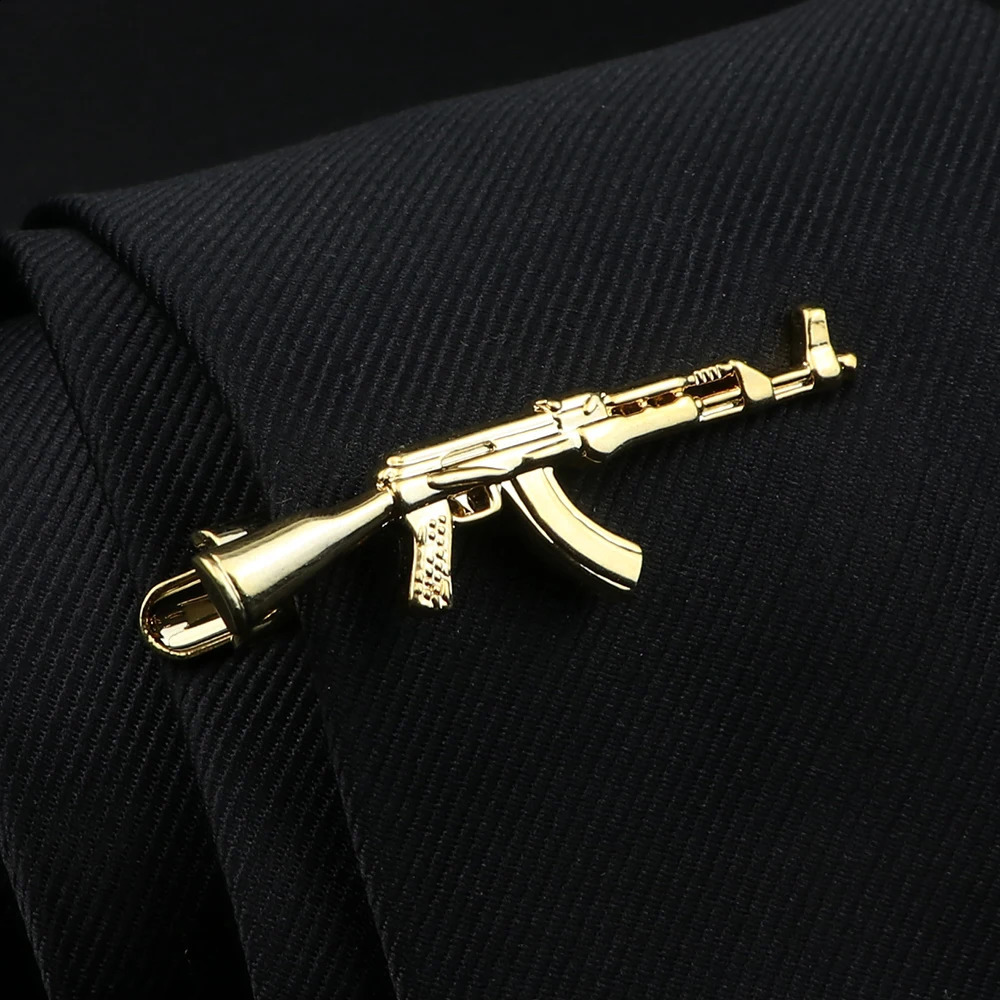 Gold Silver Color Feather Gun Pen Beard Shape Metal Tie Clip For Men Tie Bar Necktie Clips Pin Wedding Tie Men Jewelry Gift 250920