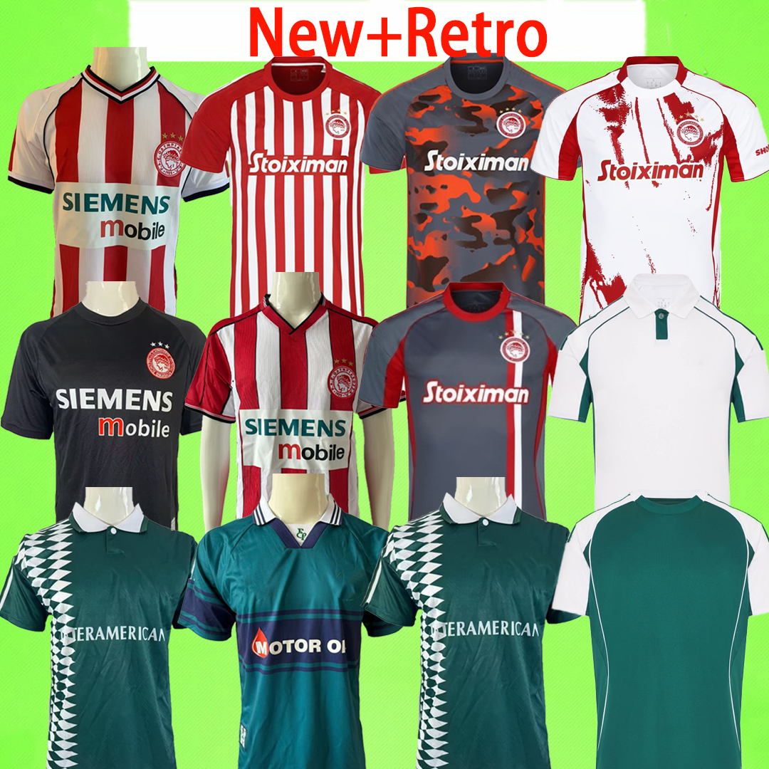 New + retro 2004 2005 Olympiacos soccer jerseys 100 years 2025 2026 2027 home away third 25 26 27 kids kit Football Shirt boys 01 02 03 04 05 Panathinaikos 95 96 99 00 Uniform