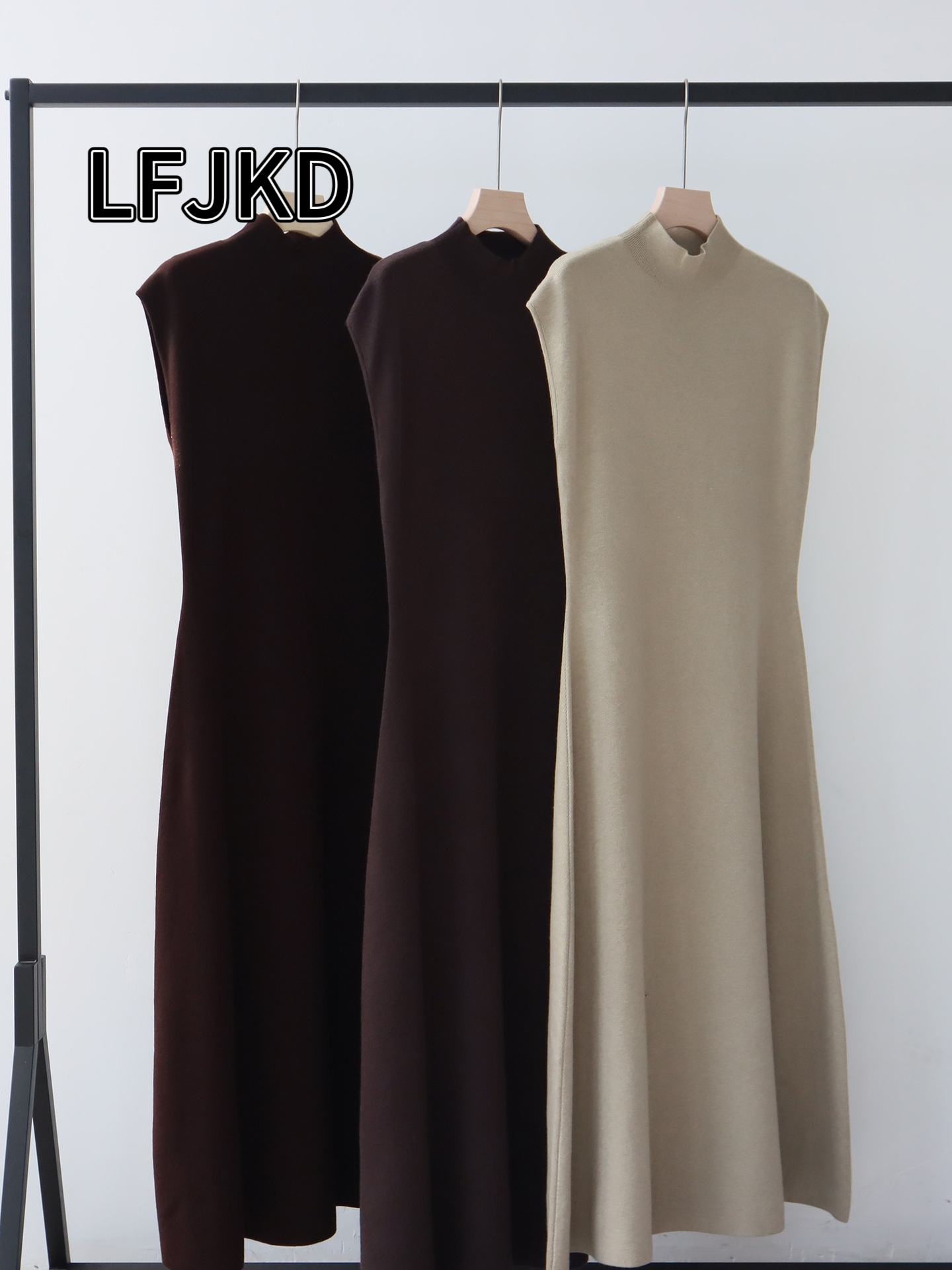 K2204 French ins dress women 2025 autumn Tencel wool elastic slit hip long skirt slim date commuting